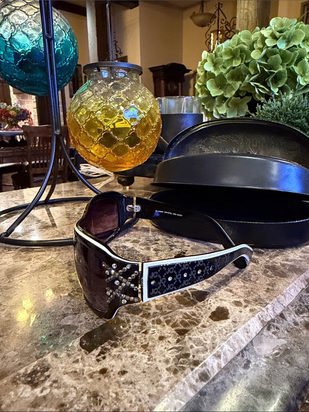 Black Swarovski Crystal-Trim Shield Sunglasses - Picture 14 of 14